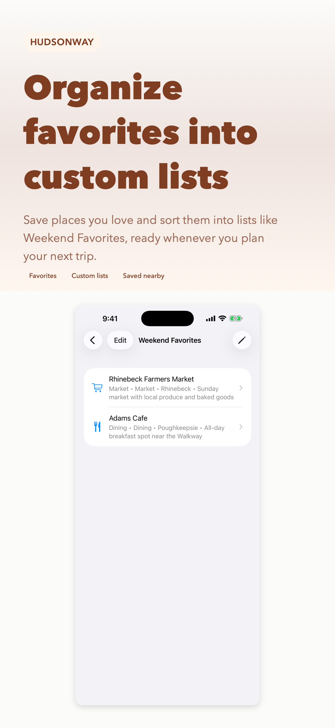 Organize Favorites into Lists