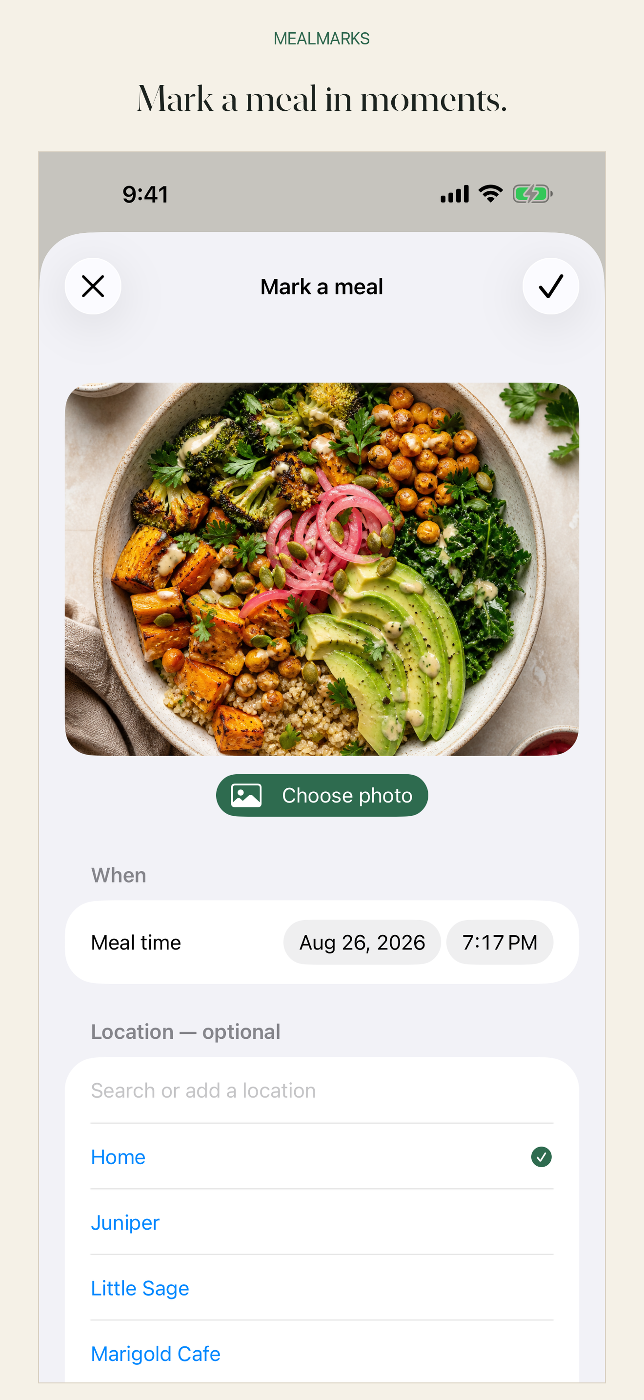 Mark a Meal in Moments