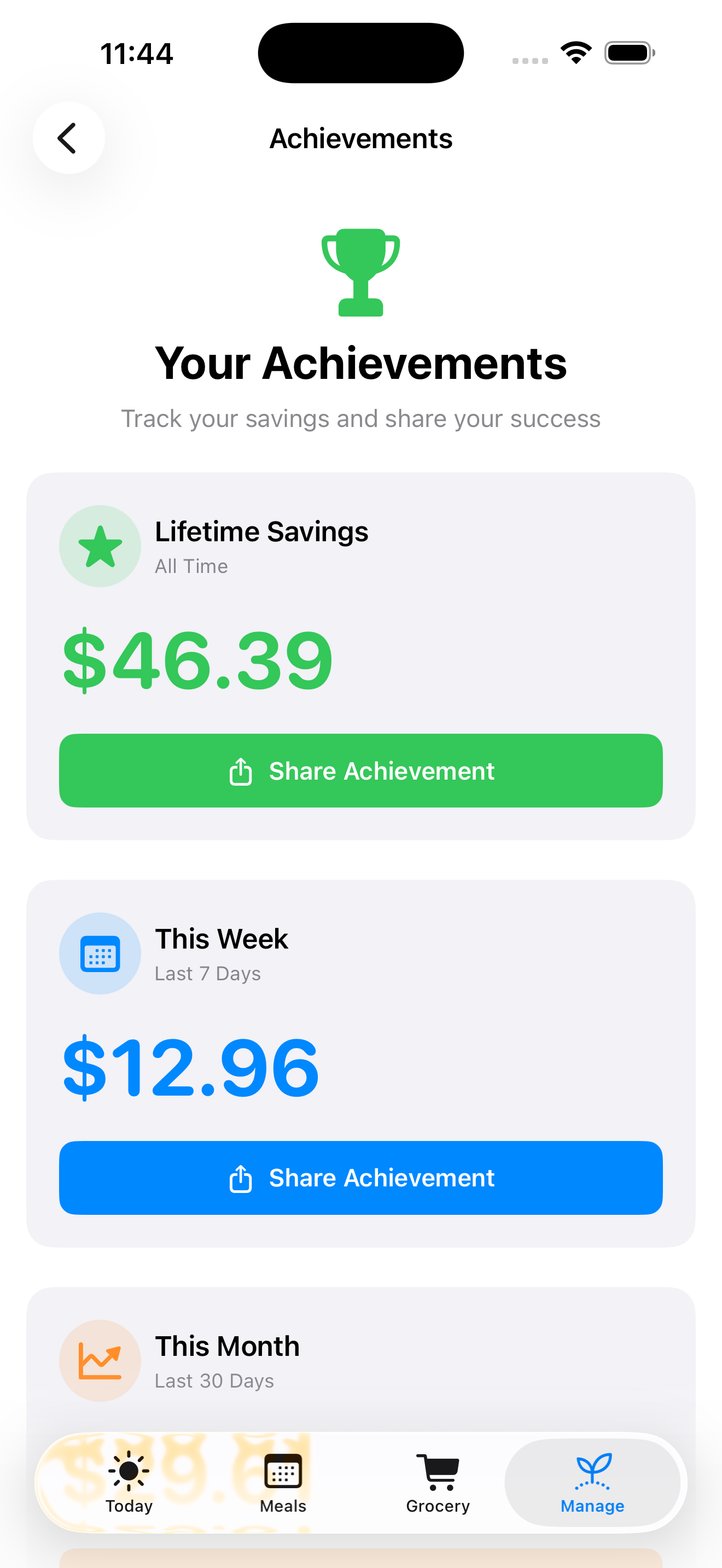 Celebrate savings from less food waste.